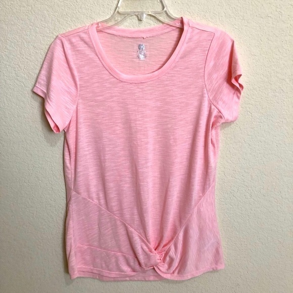 GAIAM Tops - GAIAM Activewear Pink Front Twist Short Sleeve Top Scoop Neck New Small